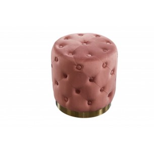 Tabouret de style baroque capitonné en velours coloris rose et doré Tabouret de style baroque capitonné en velours coloris rose et doré