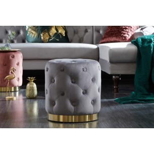 tabouret design baroque capitonné coloris gris foncé et doré tabouret design baroque capitonné coloris gris foncé et doré