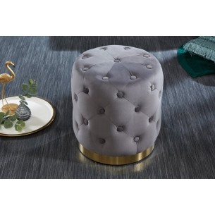 tabouret design baroque capitonné coloris gris foncé et doré tabouret design baroque capitonné coloris gris foncé et doré