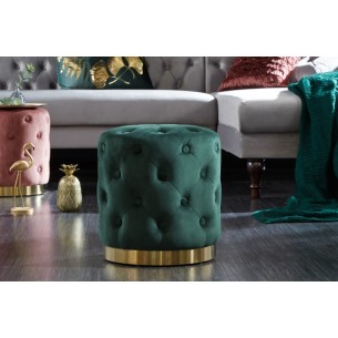 tabouret design baroque capitonné coloris vert foncé et doré tabouret design baroque capitonné coloris vert foncé et doré