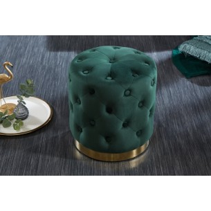 tabouret design baroque capitonné coloris vert foncé et doré tabouret design baroque capitonné coloris vert foncé et doré
