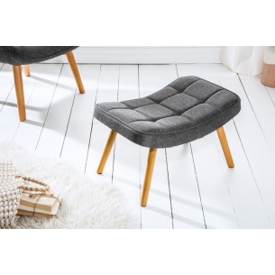 Tabouret de style scandinave coloris gris en tissu avec piétement en bois massif