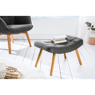 Tabouret de style scandinave coloris gris en tissu avec piétement en bois massif