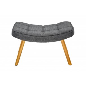 Tabouret de style scandinave coloris gris en tissu avec piétement en bois massif