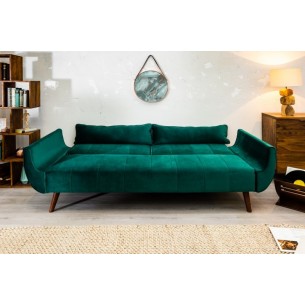 Canapé convertible design scandinave coloris vert en velours
