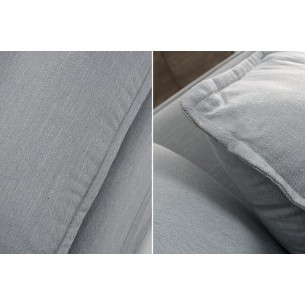 Grand canapé d'angle 255cm en lin gris style campagnard