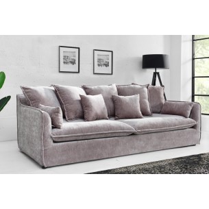 Grand canapé 3 places en velours taupe 210cm