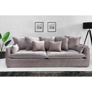 Grand canapé 3 places en velours taupe 210cm