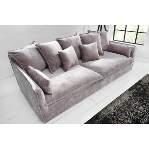 Grand canapé 3 places en velours taupe 210cm