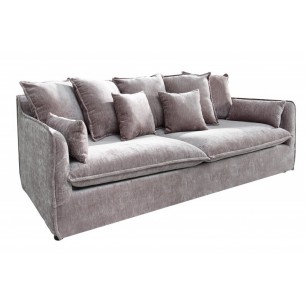 Grand canapé 3 places en velours taupe 210cm