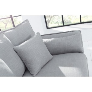 Grand canapé 3 places  215cm housse amovible en lin gris