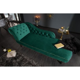 Méridienne design Chesterfield capitonné en simili cuir vert émeraude Méridienne design Chesterfield capitonné en simili cuir vert émeraude