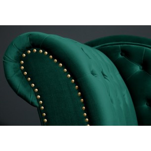 Méridienne design Chesterfield capitonné en simili cuir vert émeraude Méridienne design Chesterfield capitonné en simili cuir vert émeraude