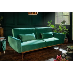 Canapé-lit convertible de 208cm en velours vert émeraude