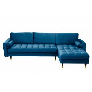 Canapé d'angle VELVET design capitonné coloris bleu foncé Canapé d'angle VELVET design capitonné coloris bleu foncé