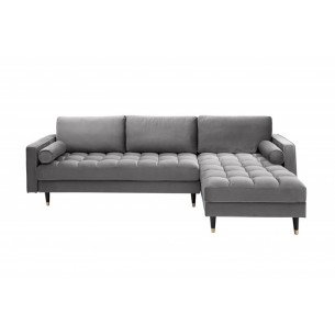 Canapé d'angle VELVET design capitonné coloris gris Canapé d'angle VELVET design capitonné coloris gris