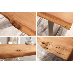 Table à manger 220x80 cm en bois massif avec piètement en métal Table à manger 220x80 cm en bois massif avec piètement en métal