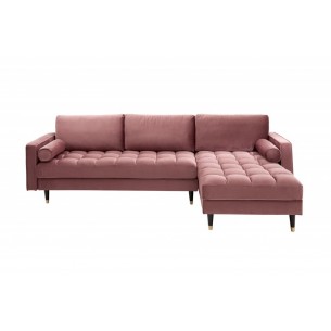 Canapé d'angle VELVET capitonné coloris rose foncé Canapé d'angle VELVET capitonné coloris rose foncé
