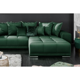 Pouf module en velours coloris vert émeraude Pouf module en velours coloris vert émeraude