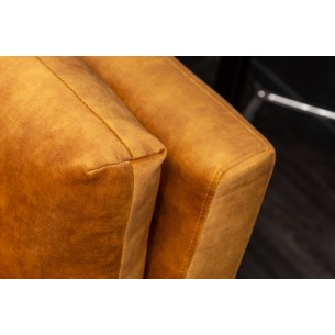 Canapé droit 220cm en velours coloris jaune moutarde