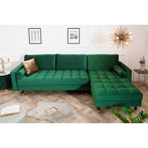 Canapé d'angle VELVET capitonné coloris vert émeraude Canapé d'angle VELVET capitonné coloris vert émeraude