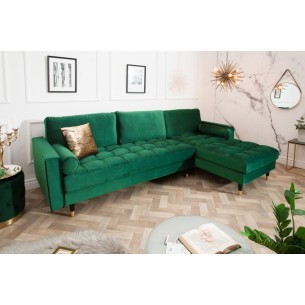 Canapé d'angle VELVET capitonné coloris vert émeraude Canapé d'angle VELVET capitonné coloris vert émeraude
