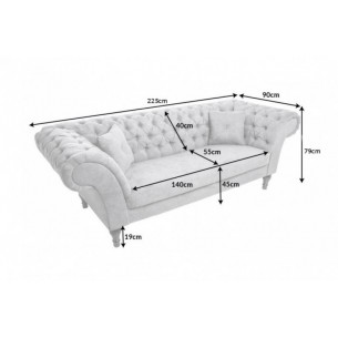Canapé 230cm design baroque coloris gris
