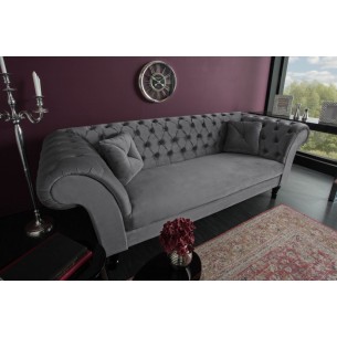 Canapé 230cm design capitonné coloris gris