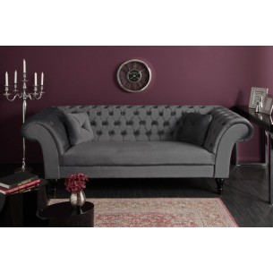 Canapé 230cm design capitonné coloris gris