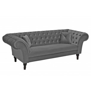 Canapé 230cm design capitonné coloris gris