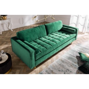 Canapé 225cm en velours coloris vert émeraude