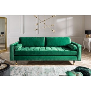 Canapé 225cm en velours coloris vert émeraude