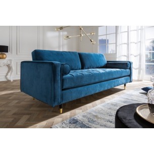 Canapé 225cm en velours coloris bleu aqua